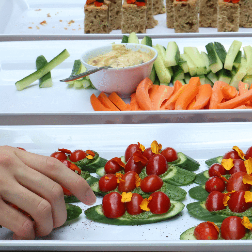 healthy food samples at The Stop's Green Barn.